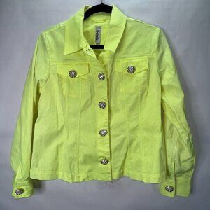 BEREK Lime Green Rhinestone Snap Button Jacket M